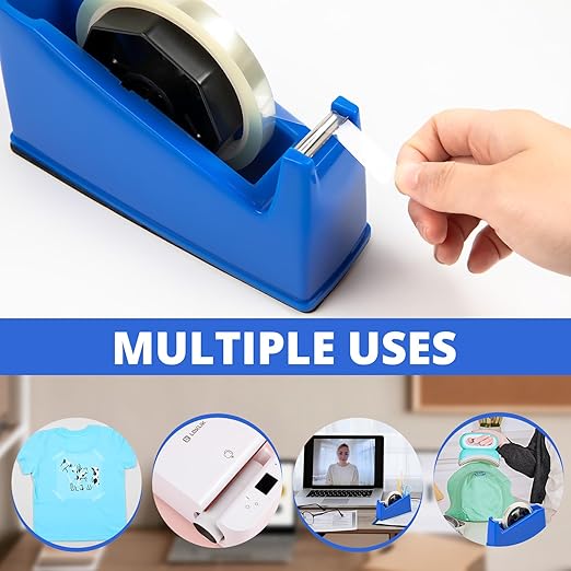 HTVRONT Heat Tape Dispenser - Sublimation Heat Transfer Tape Dispenser Holder fits 1"& 3" Cores, Blue Desk Dispenser Sets for Office and School