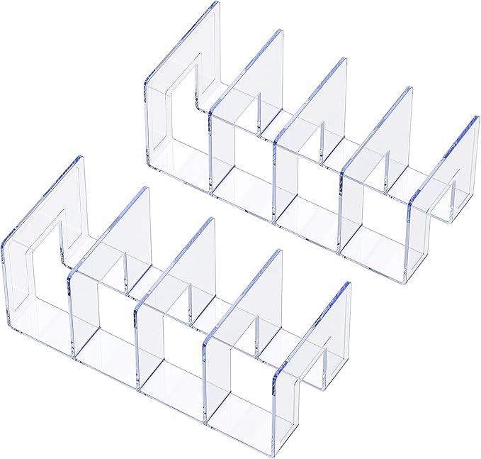 LUGUNU Clear Acrylic Purse Organizer - 4-Section Divider for Handbag Closet Storage - Durable Rack for Purses, Clutches More (Set of 2)