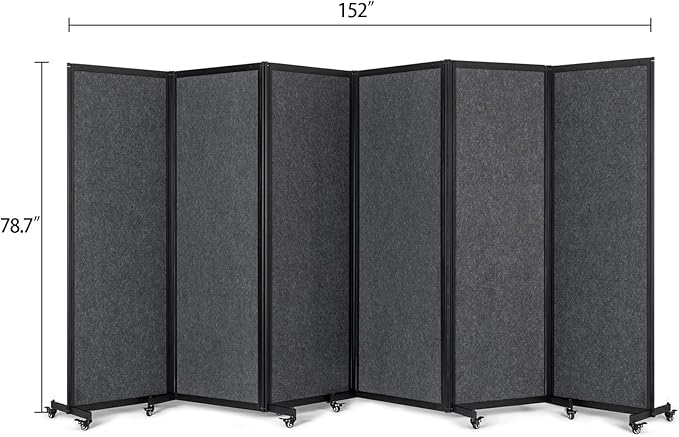 Room Partition,Office Divider,Portable Commercial Screen Dividers,Privacy Partition Separator,Classroom School Dividers, 12'7"L* 6'7"H,6 Panel,Grey