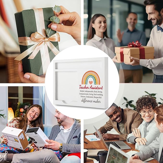 Teacher Assistant Office Supplies Sticky Note Holder Decor, Teacher Assistant Thank You Appreciation Gifts for Women Men Self-Stick Note Pad Holders YBB09