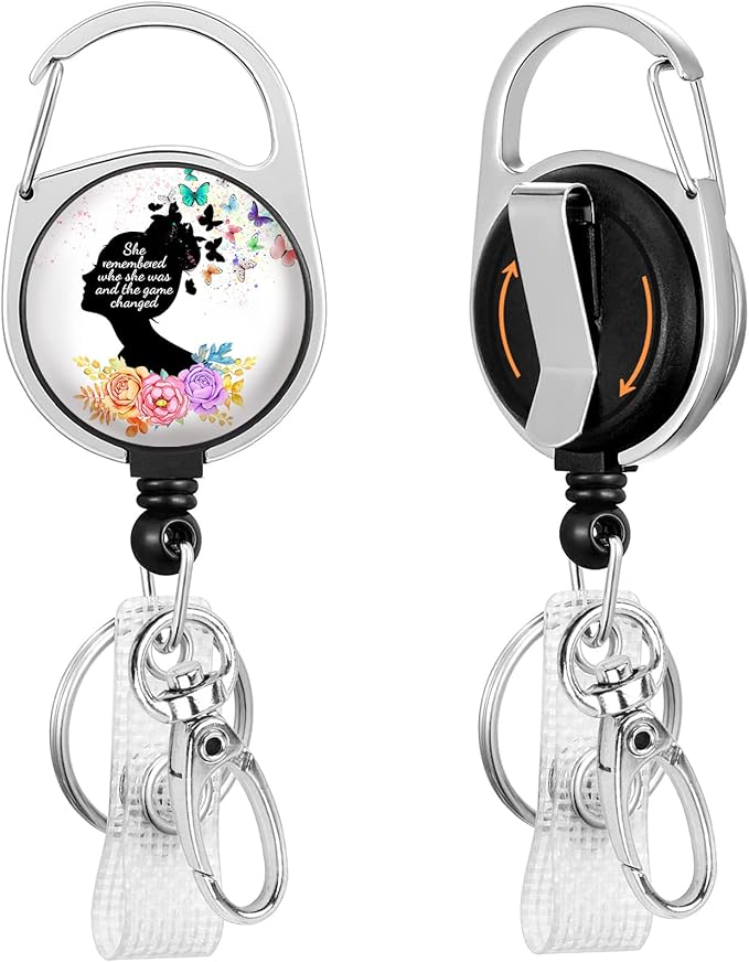 Gctriki Inspirational Quote Badge Reel Retractable with Carabiner Clip, Cute Flower Butterfly Id Badge Holder, Nurse Retractable Keychain Name Badge Clip - Graduation Nurse Teacher Office Gifts