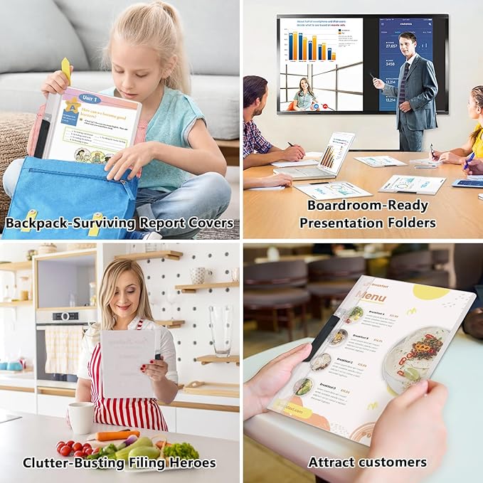 TOTiyea 10 Pack Clear Report Covers with Swing Clip, File Folder with Swing Clip, 30 Sheets Capacity, Slide Locking Report Covers, Letter Size, Clear