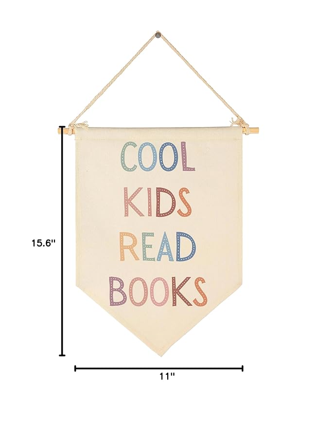 Cool Kids Read Books-Classroom Decor-Playroom Reading Corner Wall Art-Flag Decor Gift for Kids Toddler Baby Boys Girls Toddler-Banner Wall Sign Gifts for Playroom Nursery Baby Room Bedroom Front Door