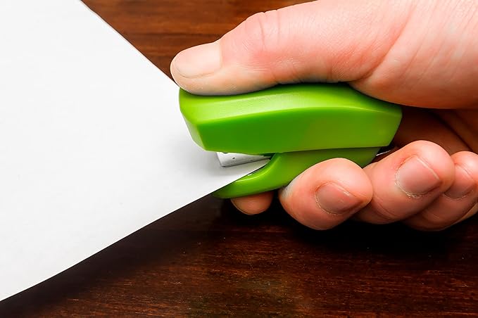 Desk Accessories - Aria Premium Mini Stapler Set - with Built-in Staple Removers, 2000 Standard Staples Included - for Office, School, and Travel, Set of 2, Yellow & Green