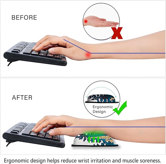 ArtSo Mouse Pad Keyboard Wrist Rest Support Ergonomic, Upgraded Cushion Mousepad Gel Memory Foam Non-Slip Rubber Base Pain Relief & Easy Typing for Home,Office, Abstract Mountain