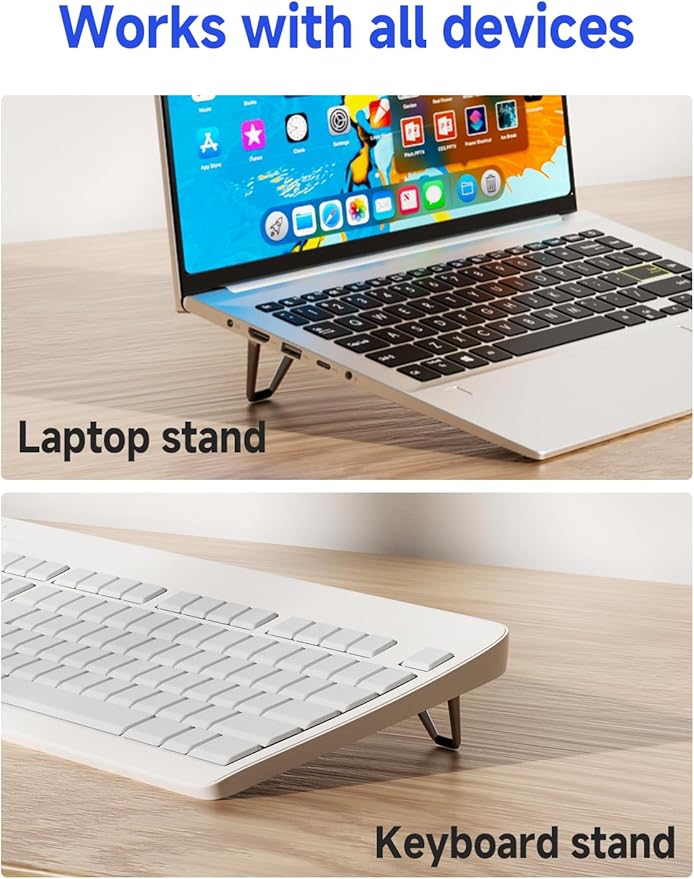 Portable Laptop Stand, Mini Aluminum Keyboard Riser,Foldable Cooling Pad,Ergonomic Adjustable Laptop Stand Holder for 11.6-17 Inch Laptops for MacB00k Air/Pro,Silver