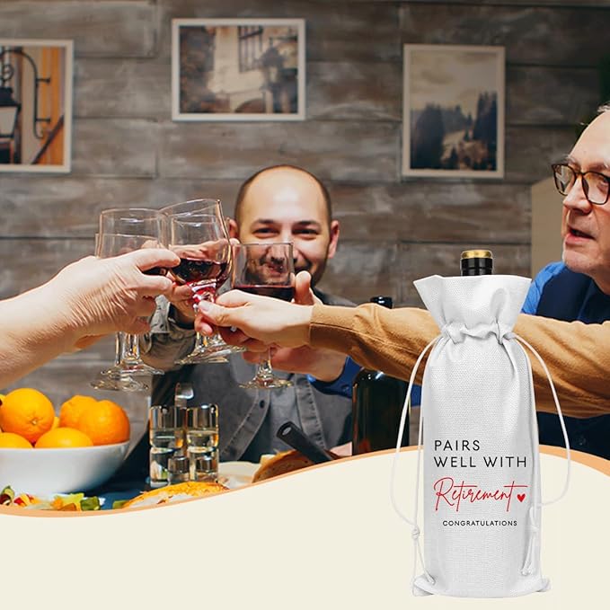 XFW White Retirement Wine Bag Retirement Gifts for Women Men Farewell Gifts for Coworkers Going Away Gift for Friends Boss