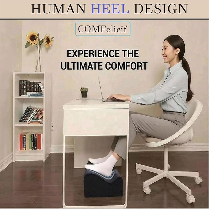 Foot Rest for Under Desk at Work, Ergonomic Under Desk Footrest with Washable Cover, Memory Foam Foot Stool for Office Chair & Gaming Chair, Back & Hip Pain Relief, Black