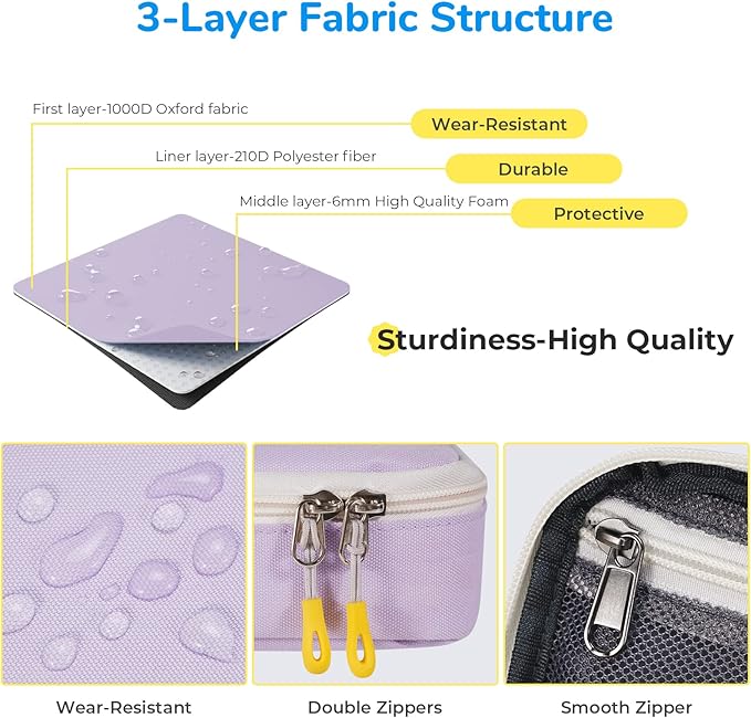 ECHSRT Pencil Case for Men Women, Large Pen Bag for Adults, Portable Pencil Pouch Aesthetic with Handle, Zipper Cases for Office Organizer Purple for Girls