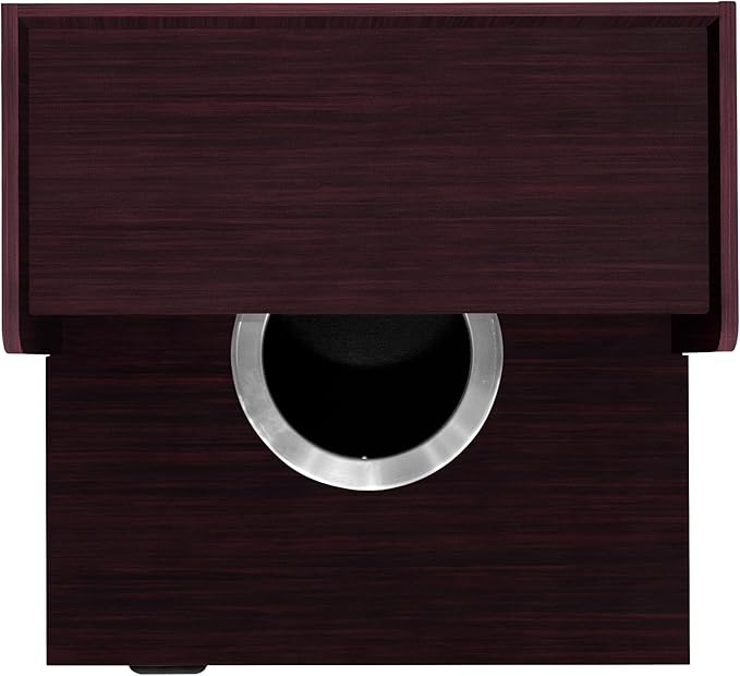 Flash Furniture Dell Trash Can Enclosure with Tray Shelf and 8" Drop Hole, Commercial Grade Trash Receptacle for 32 Gallon Round Cans, Swing Door Access, Mahogany