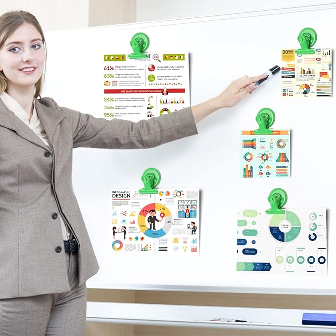 VNDUEEY 20 Pack Magnetic Paper Clip Dispenser Holder, Paperclip Dispenser for Desk, School, Office, Fridge Magnets Refrigerator Magnets, Magnet Clips for Whiteboard Locker (Green) ﻿