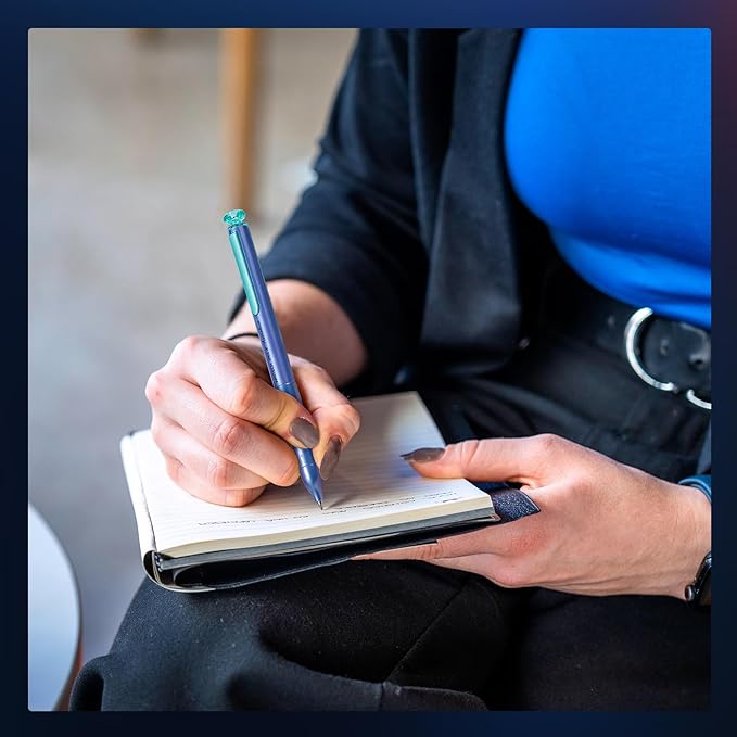 WRITECH Gel Pens Black Ink: Sleek Metal Barrel Pen Fine Point 0.7mm Retractable 3ct No Smear Quick Dry Smooth Writing Silent Clicker Space Up Astroline