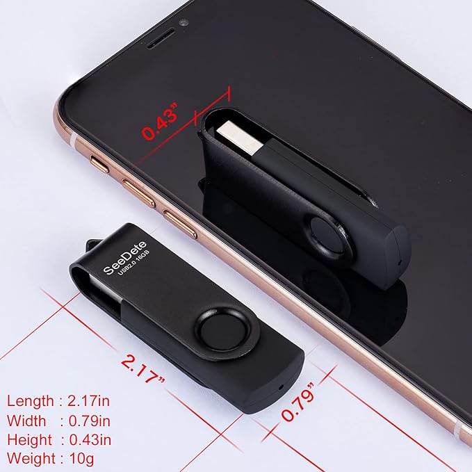 16GB USB Flash Drives, USB Stick, Thumb Drive Rotated Design, Memory Stick with LED Light for External Storage and Backup Data, Jump Drive, 5 Pack 16GB (5 Colors: Gold Black Green Red Blue)