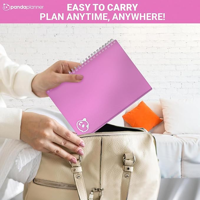 Panda Planner 2025-2026 Undated Daily Planner with Hourly Schedule 5.75" x 8.25" – 90 Days Daily Journal with Spiral Binding – To Do List Notebook with Habit Tracker for Home/Office Supplies – Pink