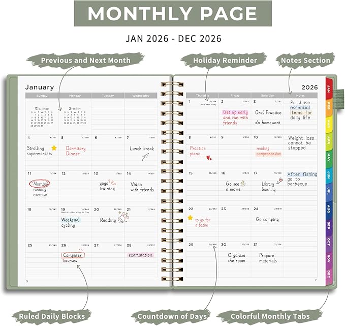 EMSHOI 2026 Appointment Book, A4 15-Minute Hourly Planner, JAN 2026 - DEC 2026, Daily Weekly Monthly, 100GSM Thick Paper, PVC Cover, Colorful Tabs - for Work, School, Salon Scheduling