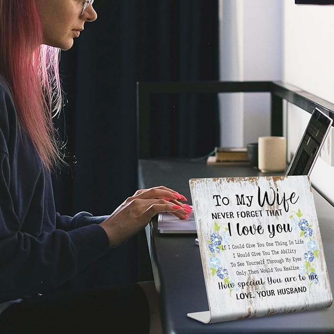 XUV66 To My Wife Sign Plaque - Romantic Gift for Wife - Wedding Anniversary, Birthday, Christmas, Valentine's, Mother's Day from Husband - 4 x 4 inch