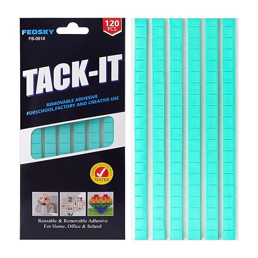 Feosky Adhesive Poster Sticky Tack Putty, Reusable and Removable Adhesive Putty, 120PCS, Mounting Putty for displaying Wall Paintings, Museum Art Photography, Picture, Crafts (Green, Pack of 1)