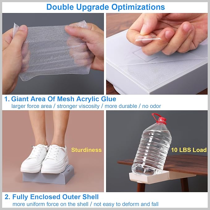 2 Pack Under Desk Drawer Self-Adhesive Desktop Storage Organizer, Hidden Attachable Slide Out Desk Drawer, Under Table Tray for Pencil Pen Stationery Office Organization, White