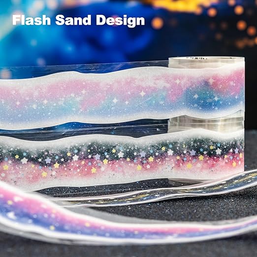 Galaxy-Themed Washi Tape Set, 4 Rolls of Decorative Glitter Tapes for Scrapbooking, Junk Journaling, DIY Crafts, and Art Supplies