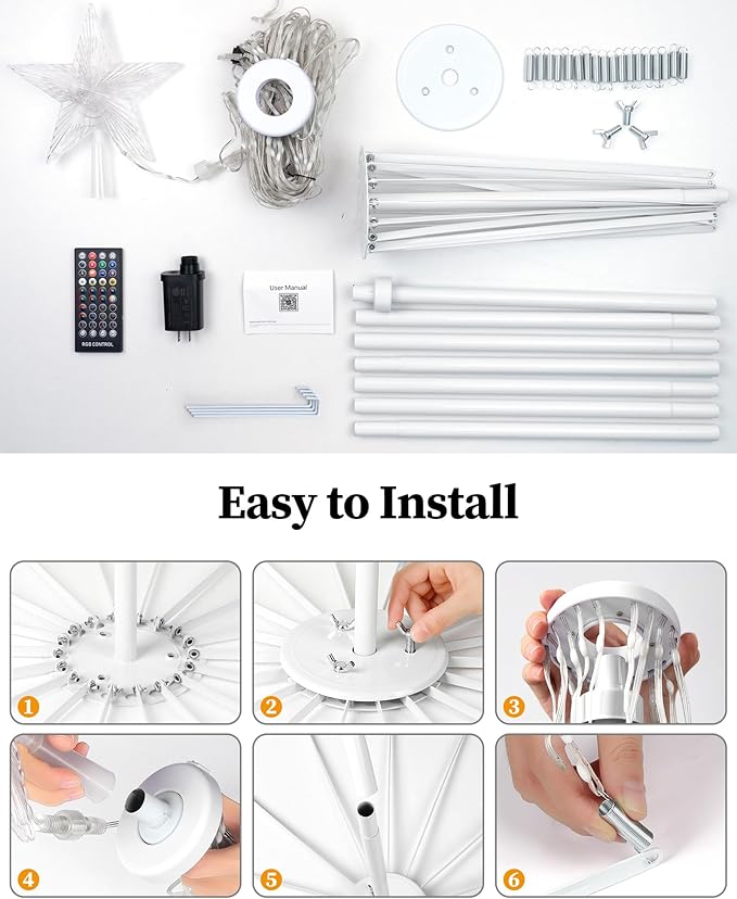 Brightever 9FT 460 LED Smart Cone Christmas Tree, Outdoor Prelit Christmas Tree with 16 Million DIY RGB LED Light Show, Remote APP Control Color Changing Music Sync for Xmas Outdoor Decorations