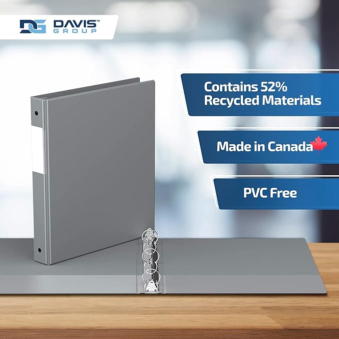 Premium Economy 6-Pack 3-Ring Binders for School or Office, Round-Ring Binders, 1 Inch, Gray