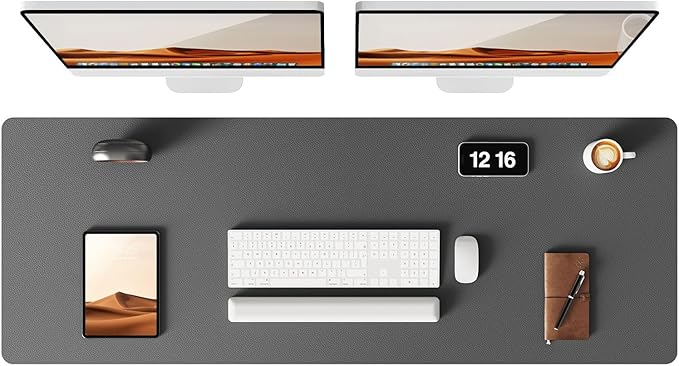 YSAGi Leather Desk Pad Protector, Office Desk Mat, Large Mouse Pad, Non-Slip PU Leather Desk Blotter, Laptop Desk Pad, Waterproof Desk Writing Pad for Office and Home (Dark Grey, 47" x 17")
