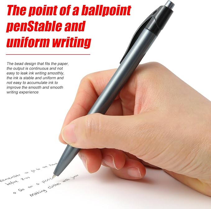 Yuxingrong Retractable Black Ballpoint Pen for Smooth Writing 1.0mm Medium Pack of 50, click pens with comfort grip, Idea for Journaling, Planner, Note Taking