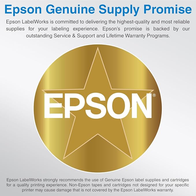 Epson LABELWORKS 218BMBEPX Genuine PET (Polyester) Tape Cartridge - Black on Matte Beige Designer Craft Label Maker Tape - 3/4" (18MM) Wide, 26'