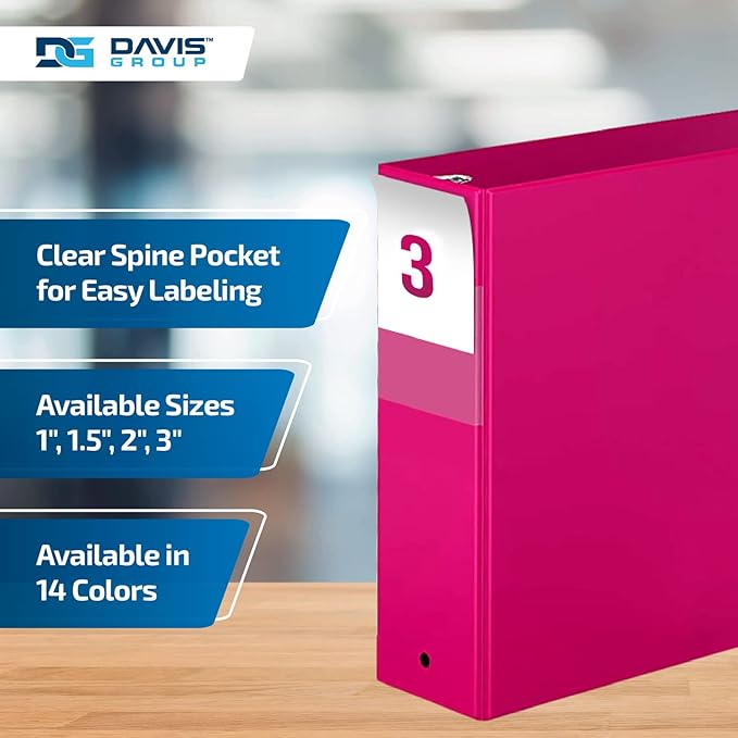 Premium Economy 6-Pack 3-Ring Binders for School or Office, Round-Ring Binders, 3 Inch, Pink