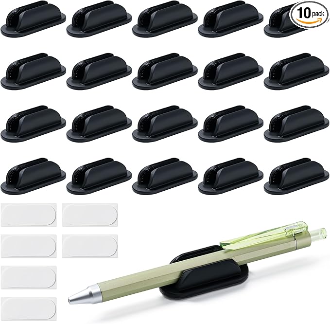 10 Pack Adhesive Pencil Holders for Desk,Silicone Flexible Pen Holder for Wall, Office, School,Home,Classroom Must Haves,Teacher Essentials Accessories,Desk Organizer,Art Supply,Small Gift ﻿