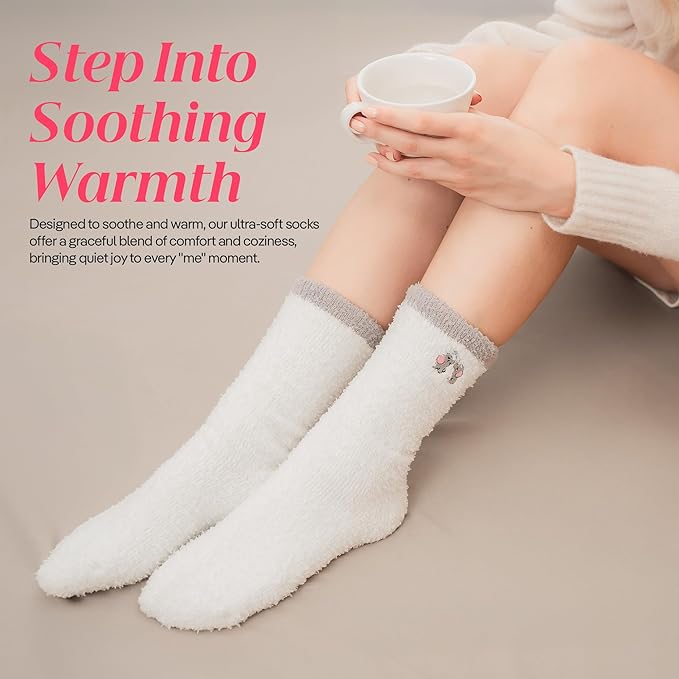 CoolMate GLOBAL Fuzzy Socks for Women Gift Box, Cozy, Soft, Comfy & Cloud-Like Socks, Plush, Durable for Spa, Home
