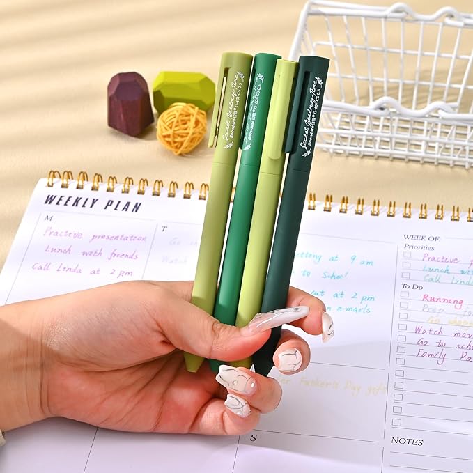 BAYTORY 8Pcs Colored Gel Pens, 0.5mm Fine Point Multicolored Ink Pen, Colorful Pens Smooth Writing for Note Taking and Marking Supplies (Green)