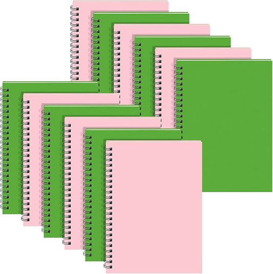 Yahenda 18 Pcs Spiral Notebook Bulk A5 Journal Lined 8.3'' x 5.5'' Writing Composition Paper Small Notepad Subject Notebook for Students Office Business Back to School Supplies (Pink,Light Green)