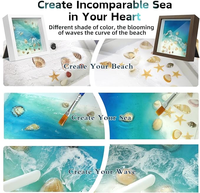 iLAND Crafts for Adults Resin Art Kit DIY Beach Ocean Themed Crafting Adult Girls Night Craft Making Set Date Night Painting Kit for Couples Unique Christmas Gifts for Crafty Women Teen Girls Romantic