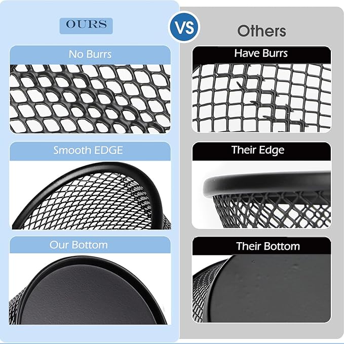 Pen Holder Mesh Pencil Holder Metal Pen Holder Pencil Holder for Desk Office Pen Organizer Black, 8 Pack