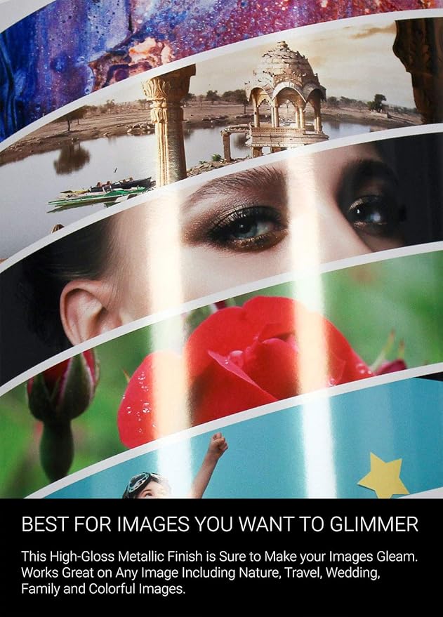 Vibrance Metallic Photo Printer Paper 10 mil 255 gsm Premium Photo Paper Sheets 13 x 19 inches 50 Sheets Works with All Inkjet Printers Including Professional Makes and Models Like Epson Canon HP