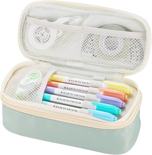 Dugio Large Pencil Case for Girls Teens Kids Pencil Bag with Zipper Pencil Pouch Aesthetic Pencil Pen Case Organizer for School Green