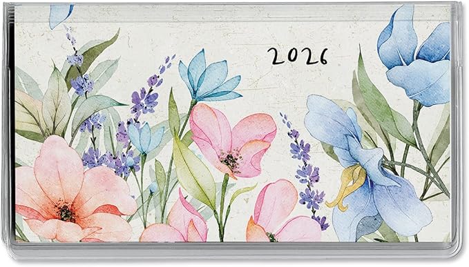 2026 Meadow Dance Planner Pocket Calendar & Memo Pad, 3.5-Inch x 6.5-Inch Size Closed, Bookstore-Quality Monthly Floral Purse Calendars With 30 Note Pages for Kitchen & Office