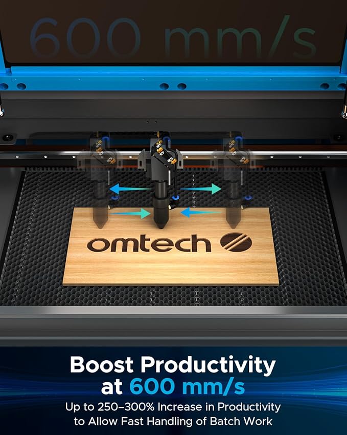 OMTech 90W CO2 Laser Engraver | 20"x28" Work Area | Air Assist & 4-Way Pass-Through | Water Pump | Cuts & Etches Wood, Glass, Acrylic | High-Power, Safe, Efficient Commercial Laser Cutter
