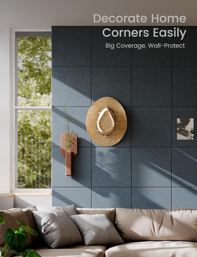 Large Felt Bulletin Board 36" x 24" Cork Board Alternative-6 Pack with 40 Safe Removable Adhesive Tabs, Cork Boards for Walls for Home Office Classroom Pin Board - Deep Charcoal Blue