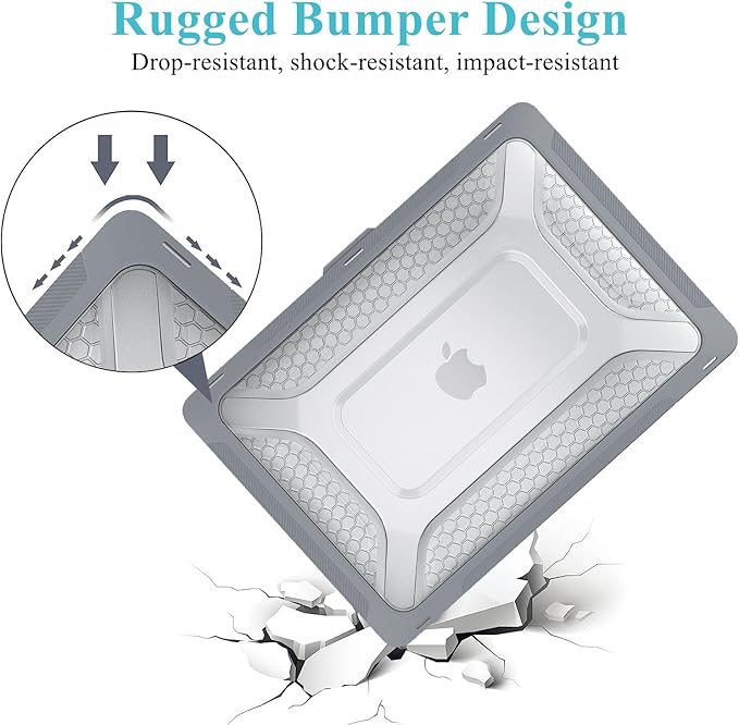 KEROM Heavy Duty Case for MacBook Pro 14 inch 2025-2021 M5 M4 M3 M2 M1 Chip A3434 A3112 A3185 A3401 A2918 A2992 A2779 A2442, Rugged TPU Bumper Hard Shell with Foldable Kickstand & Keyboard Cover, Grey
