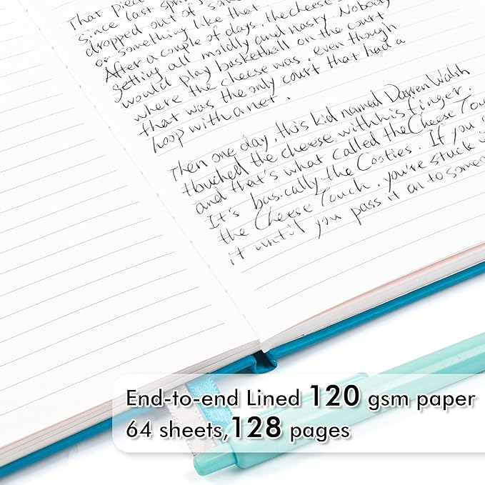 feela 12 Pack Notebooks Journals Bulk, Hardcover Notebook Classic Ruled Journal Set with Pen Holder for School Business Work Travel Writing, with 12 Black Pens, 120 GSM, 5.1”x8.3”, A5, Teal