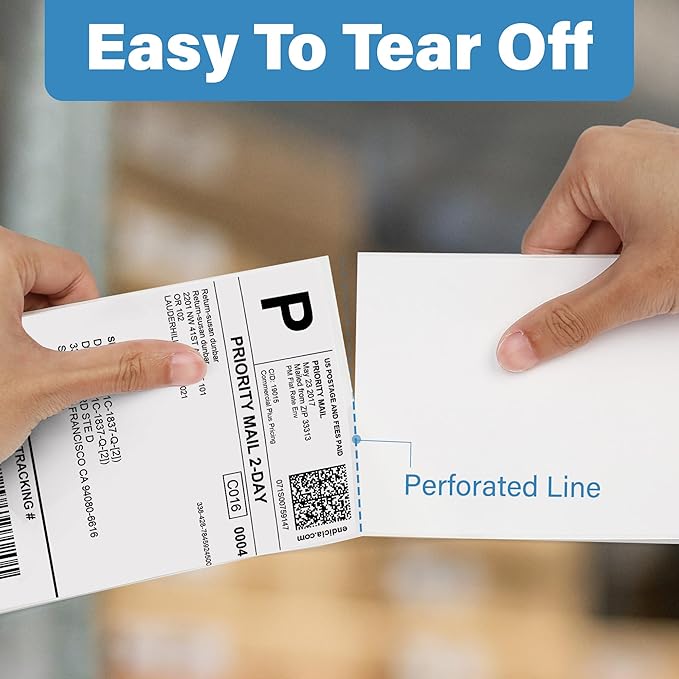 LotFancy 4x6 Thermal Labels, 2000 Shipping Labels, Perforated, White Postage Mailing Labels Compatible with Zebra, Rollo, Elton Thermal Printer, Permanent Adhesive