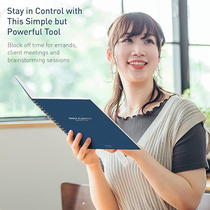 S&O Undated Daily Planner for Organization, Spiral Logbook with Hourly Schedule, Everyday Workbook Undated Diary- Routine To Do List Journal, Work Calendar Organizer Notebook, 200 Pages, 9” x 10.75”