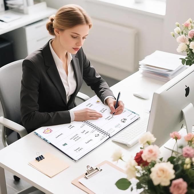 GuassLee Large 2026 Planner, Weekly and Monthly Planner from January 2026-December 2026, 8.5"x 11" Calendar Agenda Book with Back Pocket, Stickers for Home Office School Supplies, Navy Blue