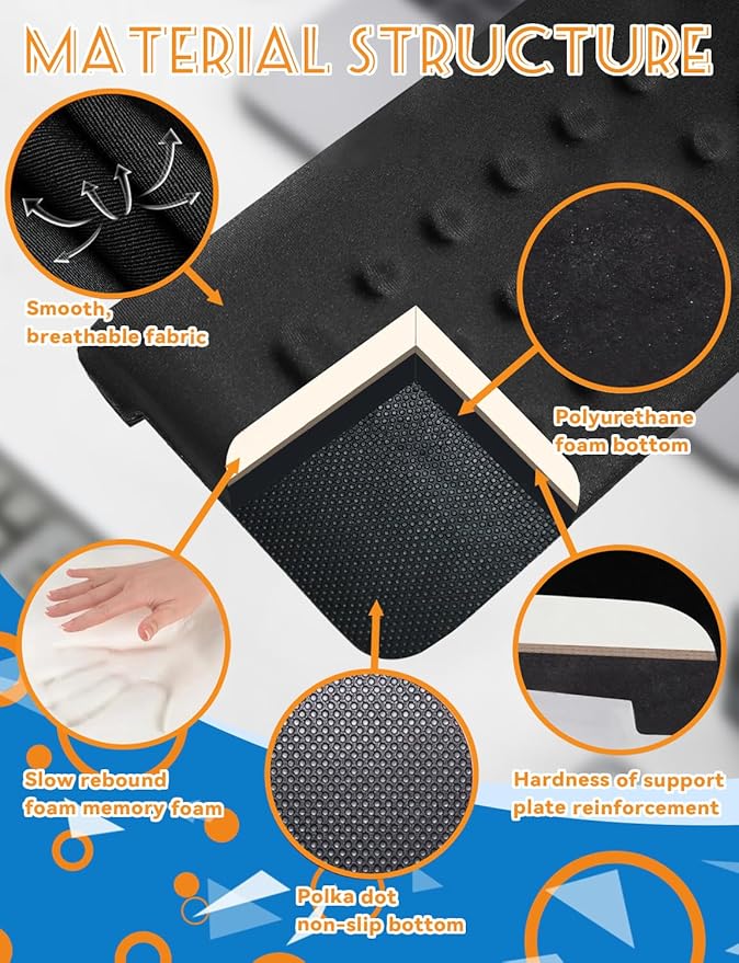 L-Shaped Ergonomic Keyboard Wrist Rest, Wrist Rest for Mouse, Wrist Pad Computer Wrist Support Designed Specifically for Comfortable Typing and Pain Relief, for Computer,Gaming, Office (Black)