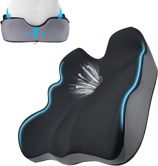 Seat Cushion, X-Large Memory Foam Office Chair Cushion, for Pressure Relief Sciatica & Pain Relief for Long Sitting Hours on Office/Home Chair, Car, Wheelchair