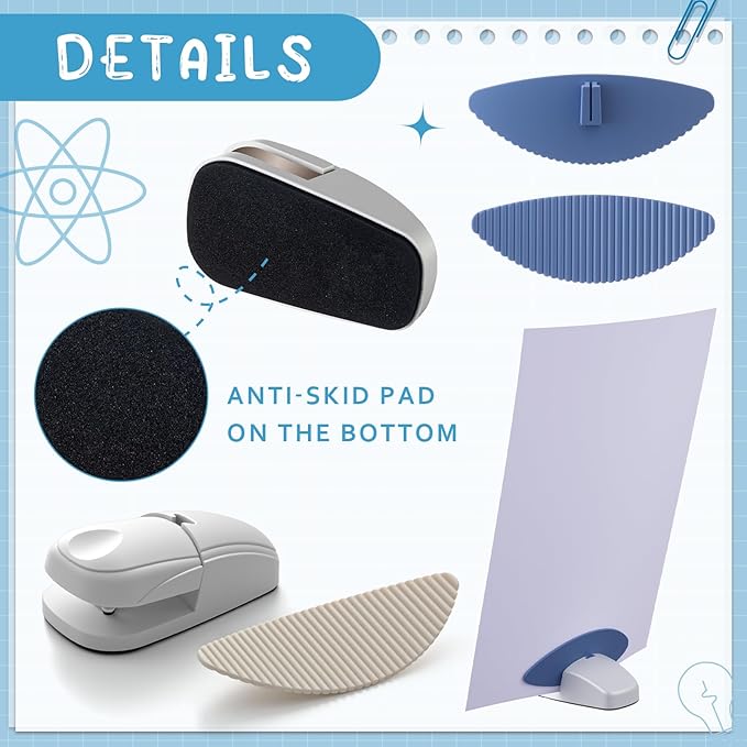 Faccito 3 Pcs Paper Holder Stand for Typing Non-Slip Mat Desktop Folder Document Holder with Anti-Slip Pads Portable Copy Stand Desktop Clamp for A4 Paper Office Reading (White,Blue,Red)