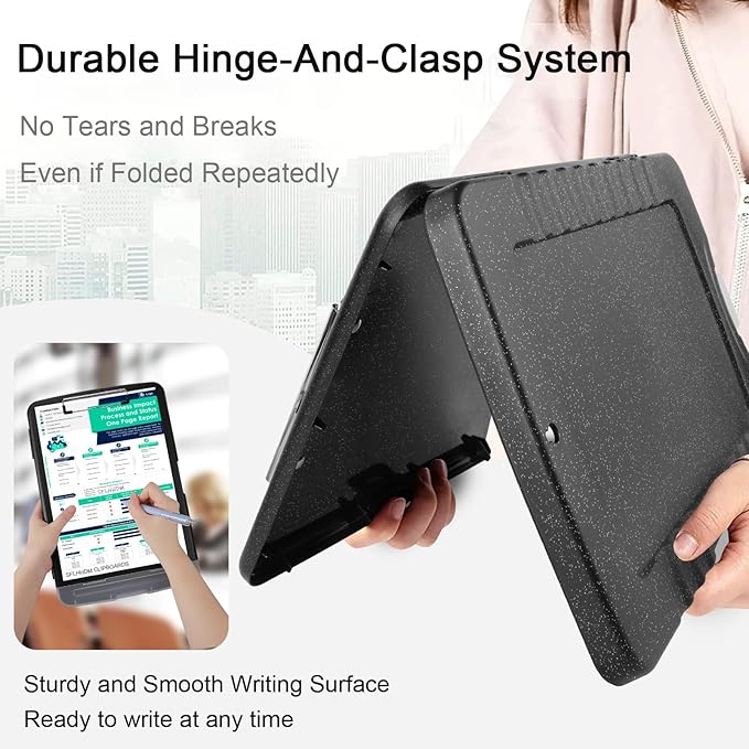 Glitter Clipboard with Storage,Storage Clipboard with Pen Holder,A4 Binder Clip Boards 8.5x11 with Low Profile Clip,Side Opening Sparkle Clipboards, Clipboards Folder for Office Supplies-Starry Black