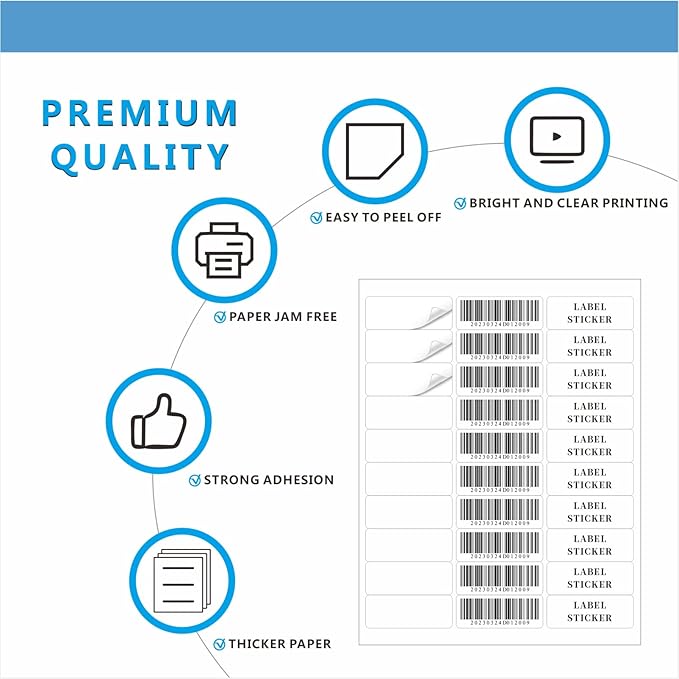 Address Labels, JIQEZNL Premium 1" x 2-5/8" Mailing Labels for Envelopes, 1800 Address Label Sticker Paper for Laser/Ink Jet Printer, White Blank Printable Sticker Labels 30 Per Sheet 8.5"×11"